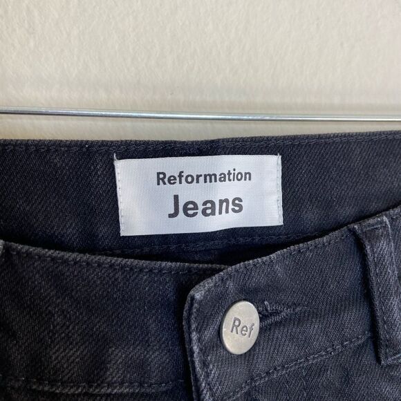 Reformation Cynthia Black Jeans High Rise Straight Leg Size 27 - Picture 10 of 11